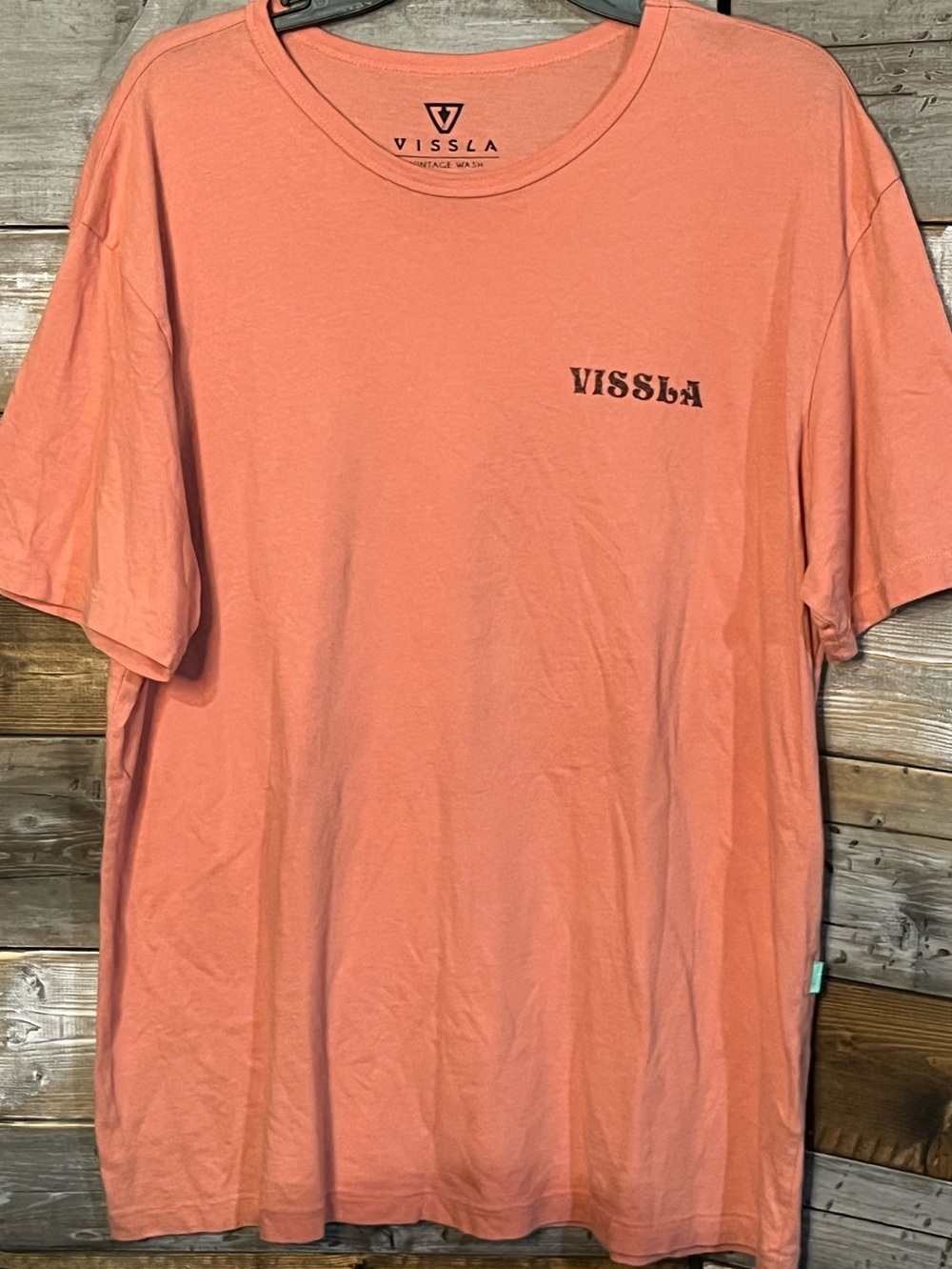 Vissla Vintage Wash Tshirt, Pink/Peach/Coral, Sz L